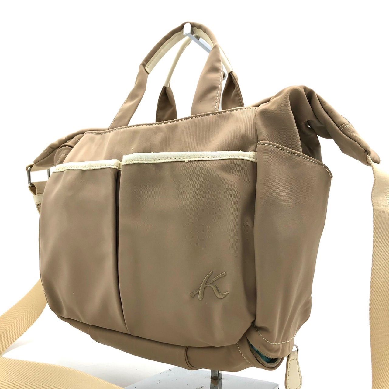 キタムラ Kitamura 2way ショルダーバッグ ナイロン ベージュ 鞄 