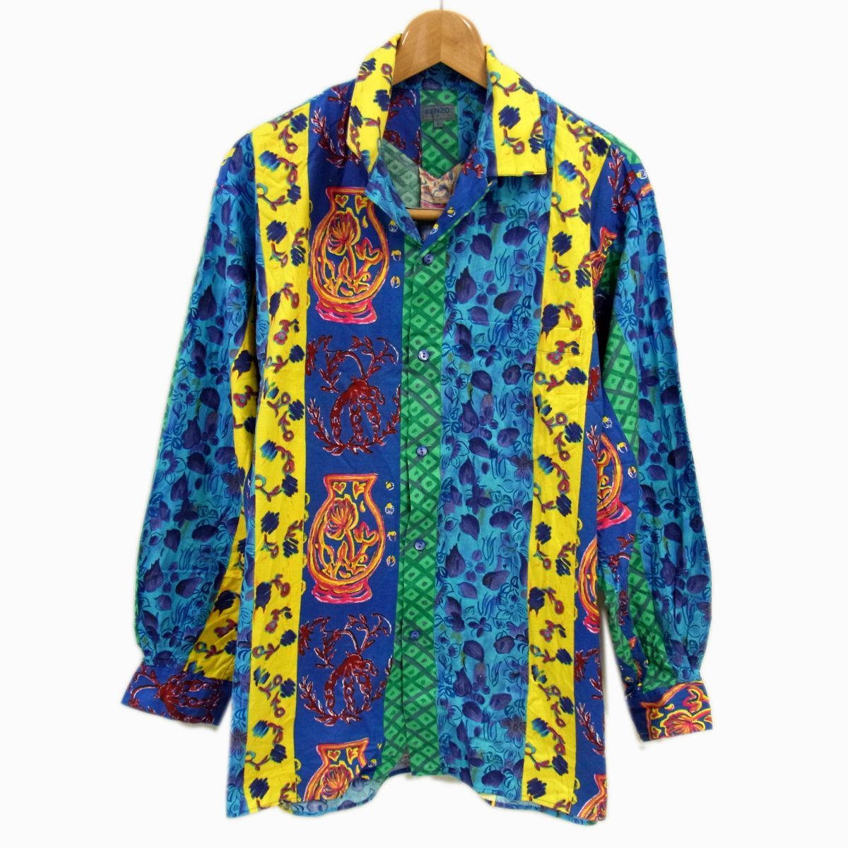 ◇KENZO PARIS オープンカラー 長袖シャツ マルチ総柄 ケンゾー 柄 