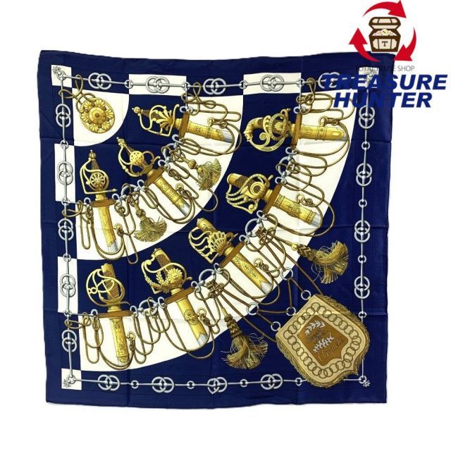 HERMES(エルメス) スカーフ カレ90 Cliquetis シルク100% ブラウン