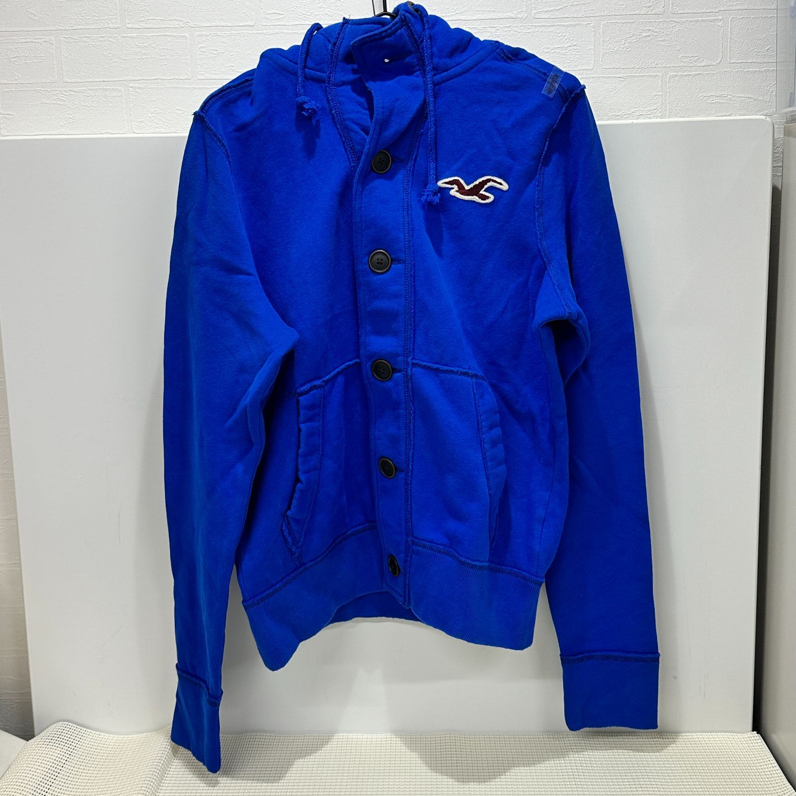 Hollister パーカー Lサイズ ブルー ホリスター ボタン留め アメリカ 