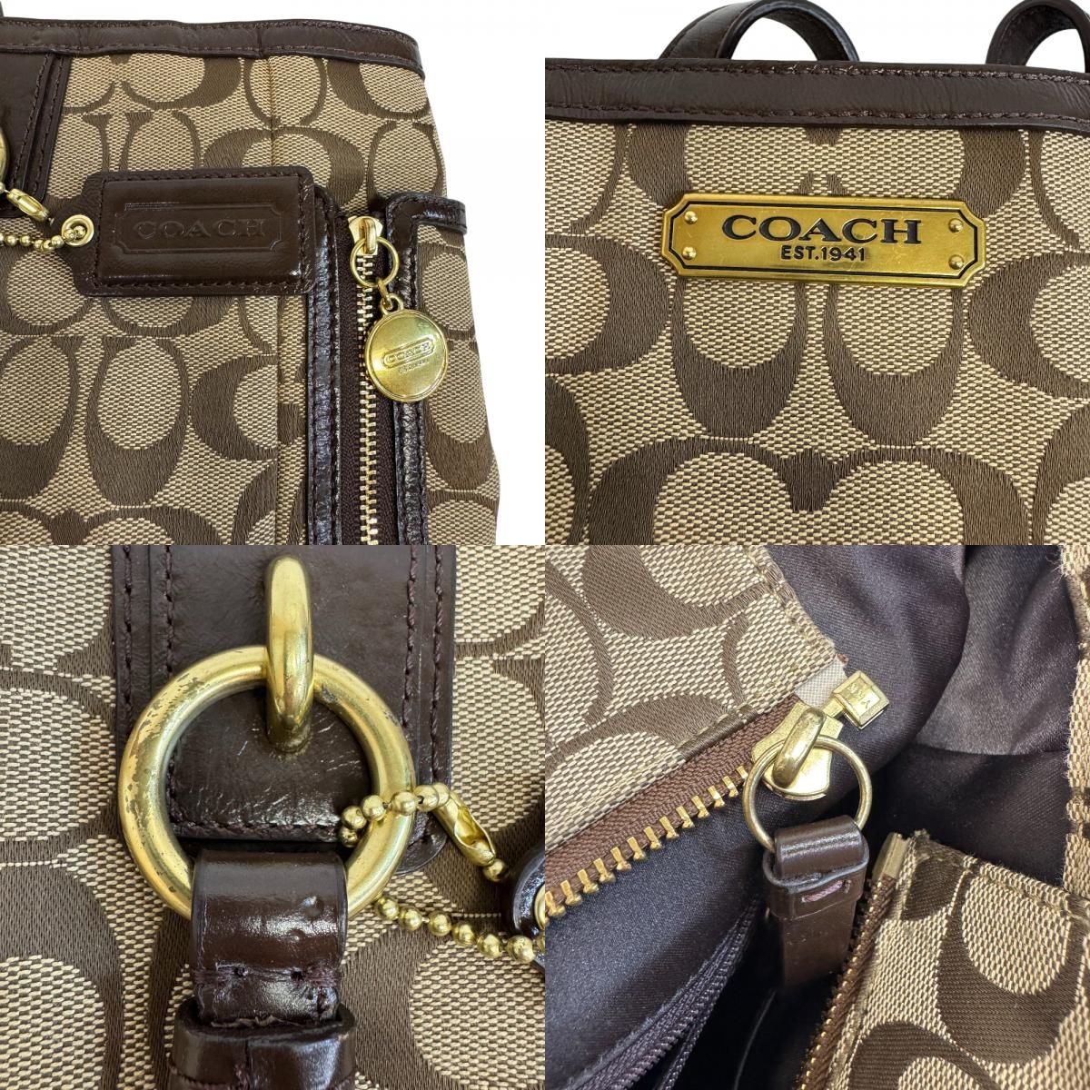 美品COACH コーチ F19249 ジグネチャー トートバッグ 肩掛け かばん B5 
