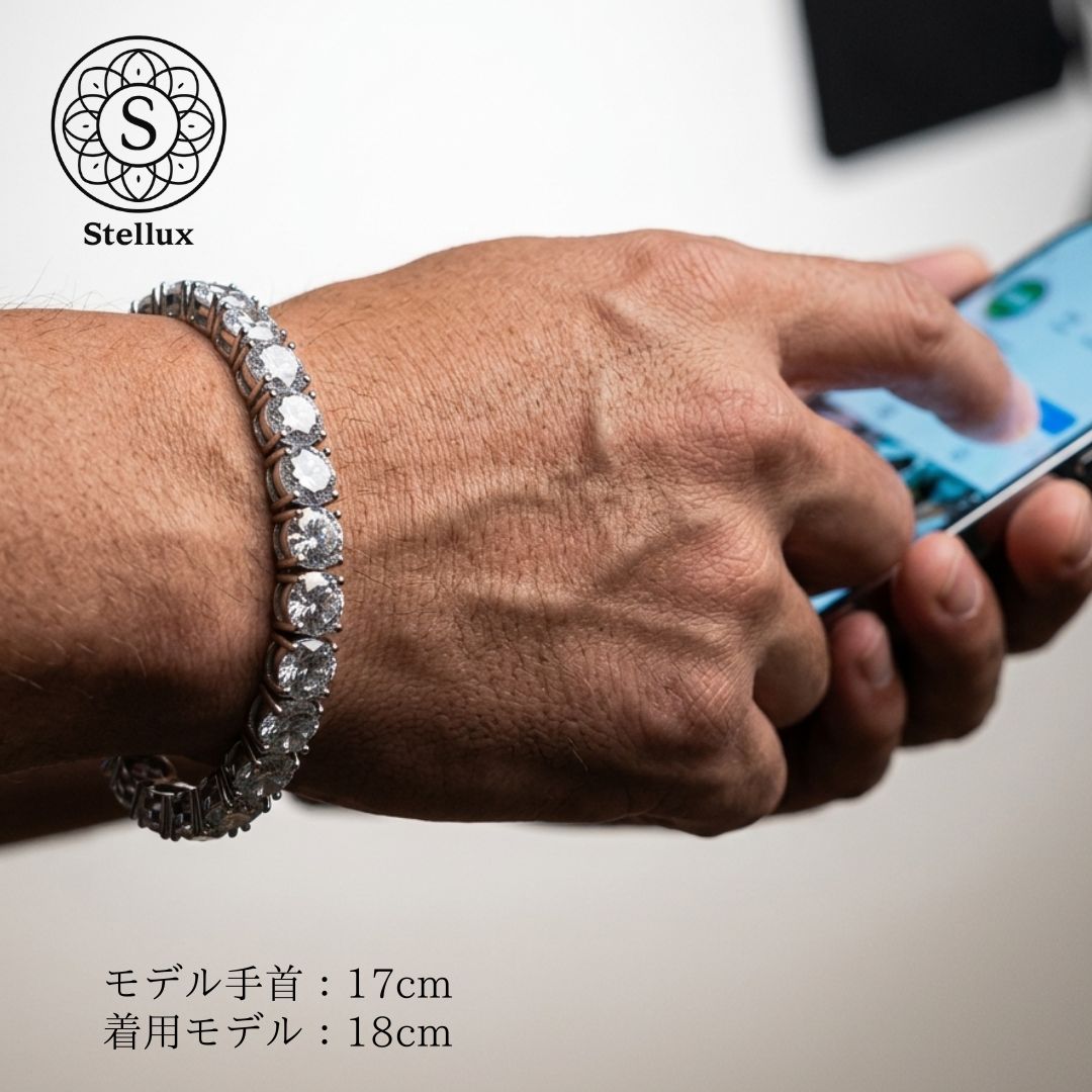 20ctの衝撃】極太6.5mmモアサナイト テニスチェーンブレスレット