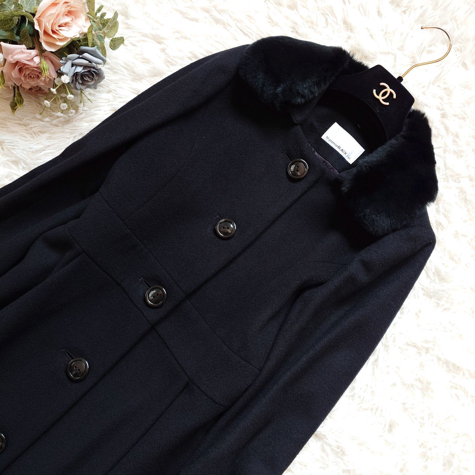 美品 エムプルミエ ブラック M-premier BLACK カシミヤ ウール ノー 