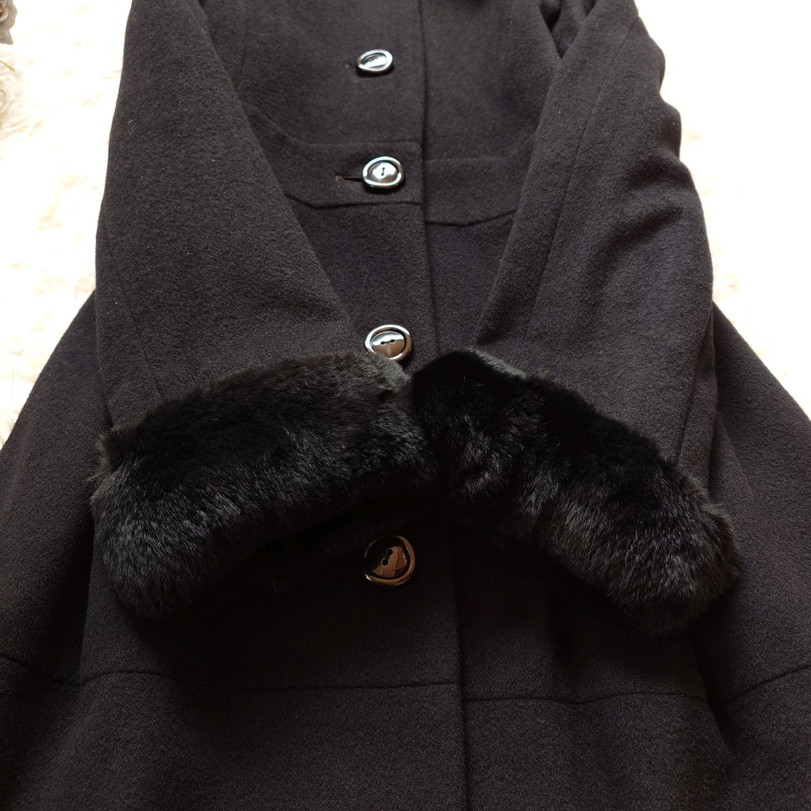 美品 エムプルミエ ブラック M-premier BLACK カシミヤ ウール ノー 