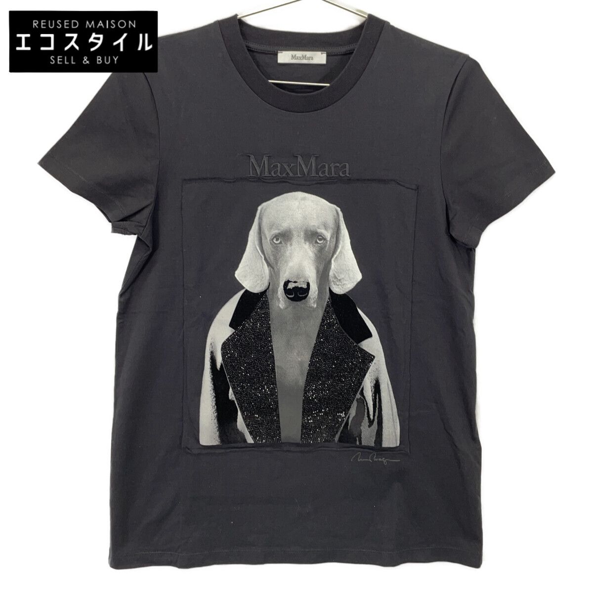 Max Mara マックスマーラ 19460323 6 50 ﾌﾞﾗｯｸ MM DOG Tｼｬﾂ S - メルカリ