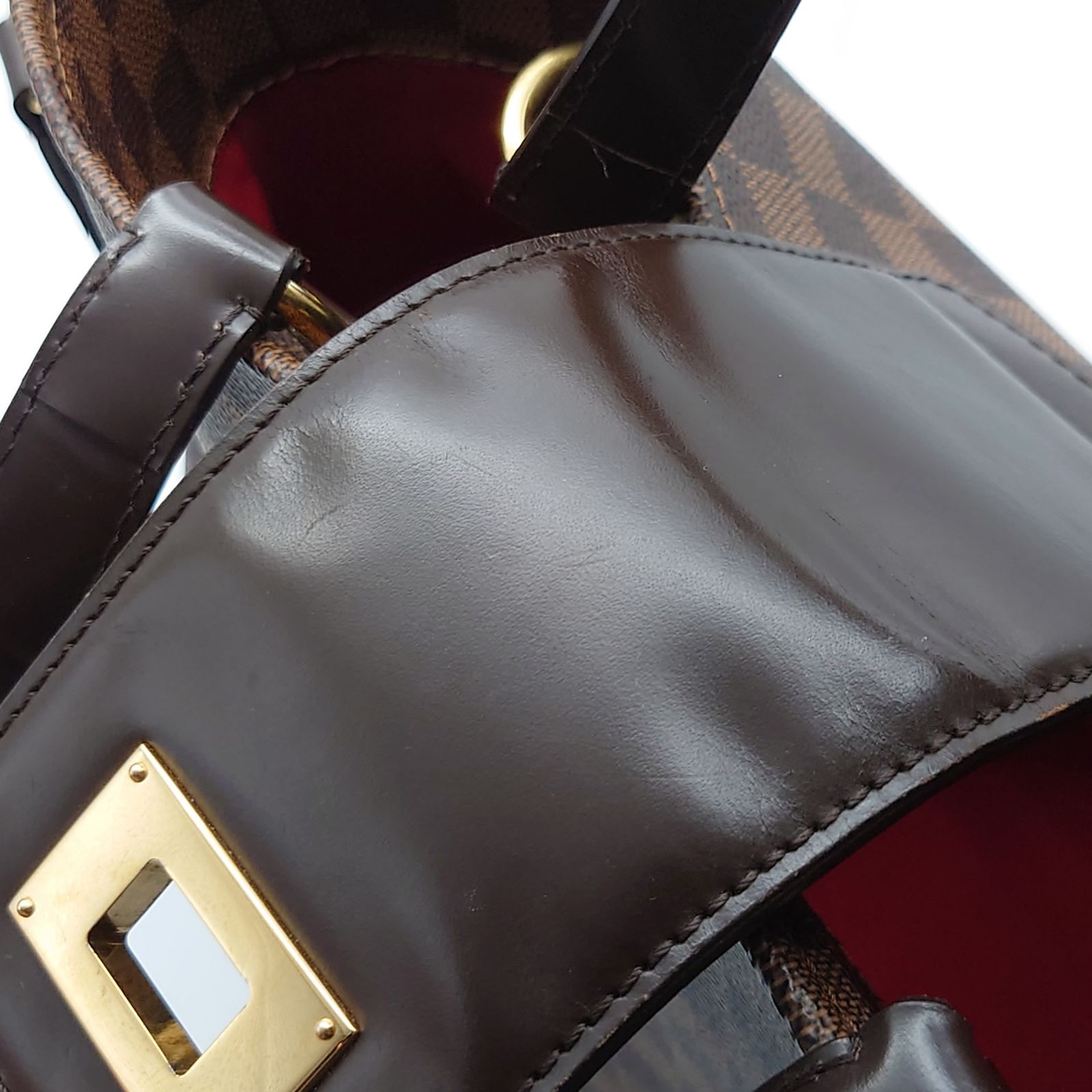 ルイヴィトン Louis Vuitton LV カバ・ローズベリー 2WAYバッグ ダミエ エベヌ ハンドバッグ ショルダー 肩掛け 斜め掛け 自立 華やか おしゃれ エレガント 機能的 上品 上質 高級感 ブラウン ゴールド レッド レザー N41177 レディース 【中古 B品】☆送料無料☆ 当店通常価格134800円 ルイヴィトン Louis Vuitton LV カバ・ローズベリー 2WAY ダミエ