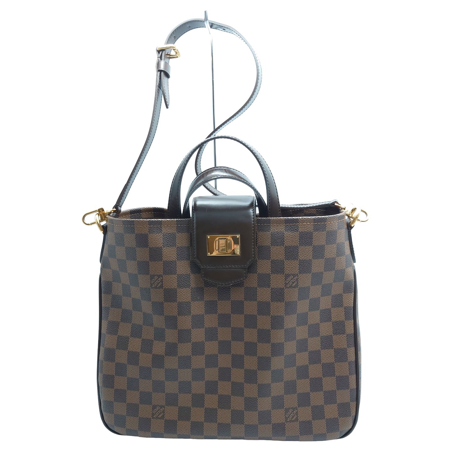 ルイヴィトン Louis Vuitton LV カバ・ローズベリー 2WAYバッグ ダミエ エベヌ ハンドバッグ ショルダー 肩掛け 斜め掛け 自立 華やか おしゃれ エレガント 機能的 上品 上質 高級感 ブラウン ゴールド レッド レザー N41177 レディース 【中古 B品】☆送料無料☆ 当店通常価格134800円 ルイヴィトン Louis Vuitton LV カバ・ローズベリー 2WAY ダミエ