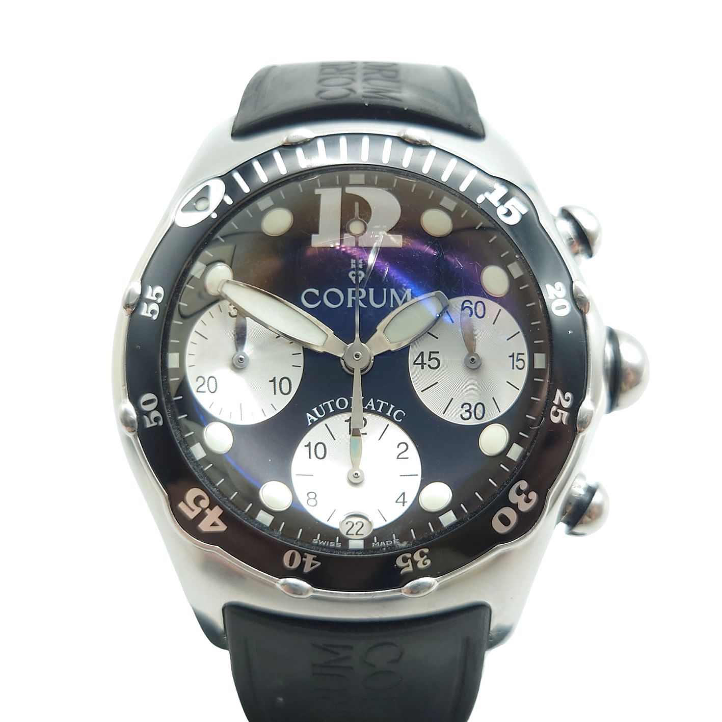 CORUM コルム バブル クロノグラフ 時計 自動巻 ラウンド 黒文字盤 