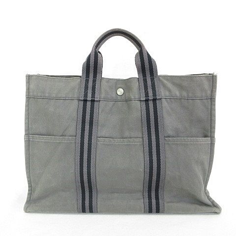 HERMES エルメス フールトゥMM キャンバス トートバッグ 黒