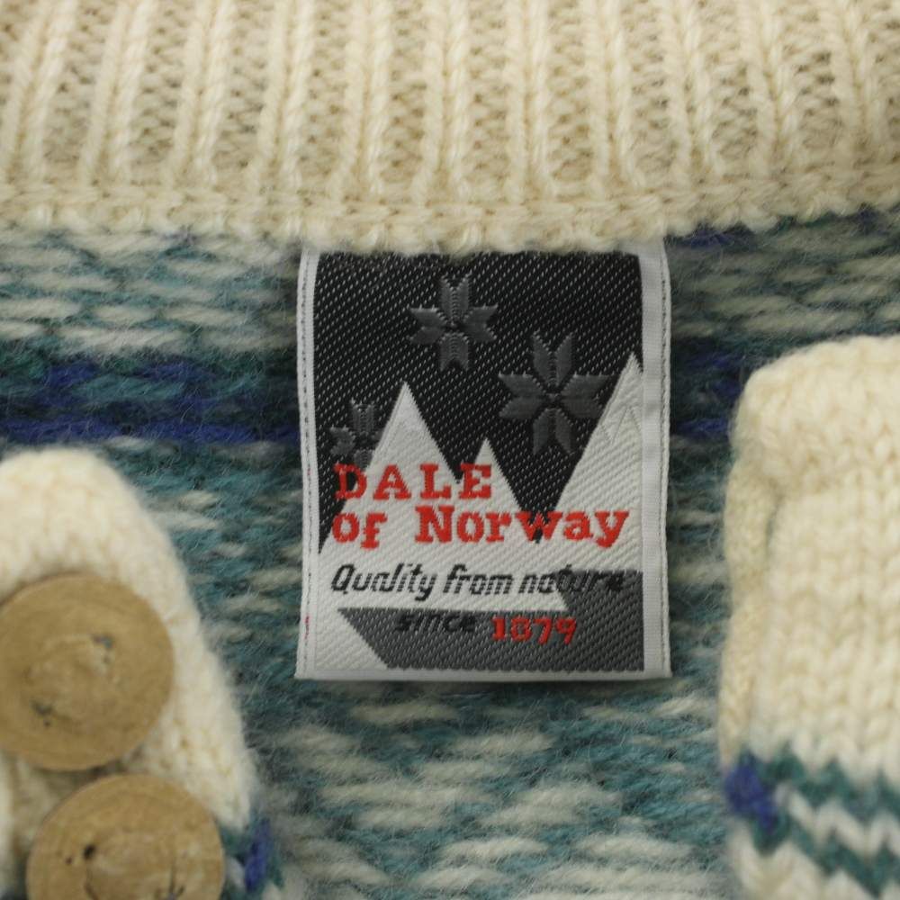 ダーレ オブ ノルウェイ ニット セーター ハーフジップ ウール M 青 白 ダーレ オブ ノルウェイ DALE OF NORWAY ニット セーター ハーフジップ