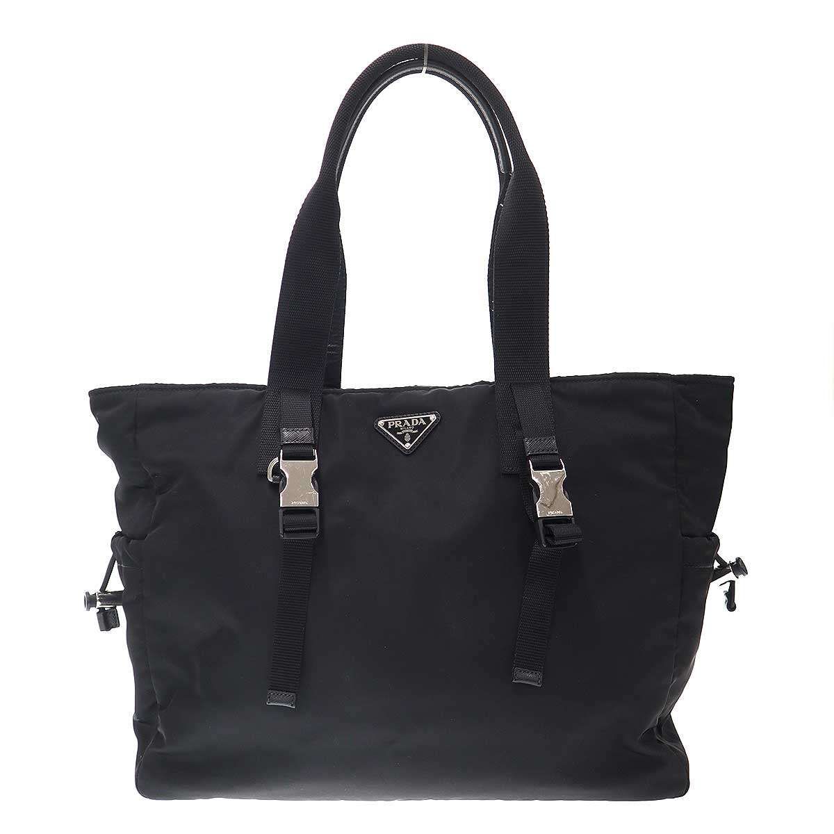 PRADA プラダ トートバッグ レザー ナイロン ブラック 1BG047 | バッグ 
