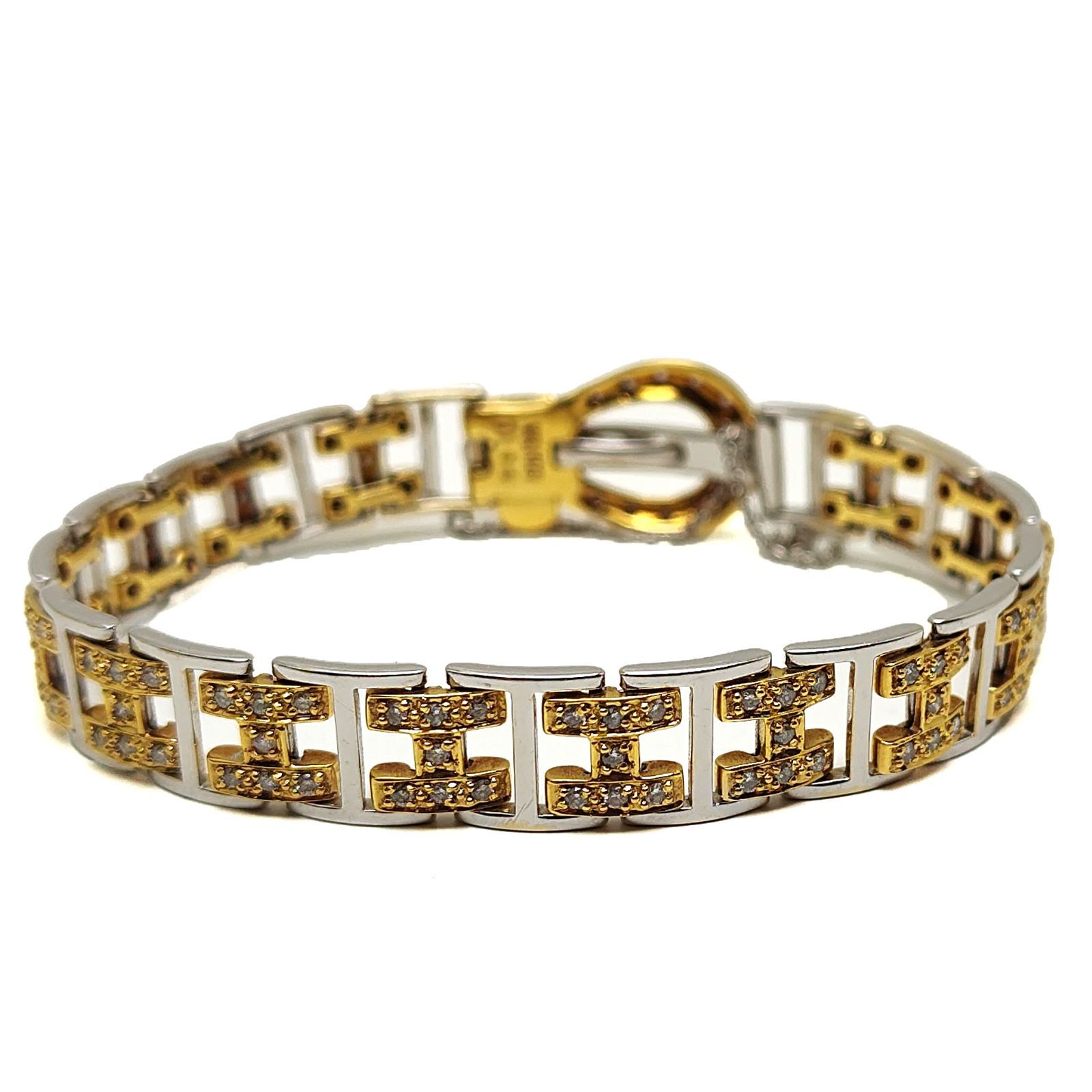 ブレスレット Hモチーフ/ベルトモチーフ K18 K18WG ダイヤモンド 1.05