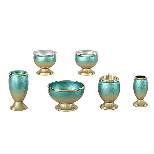 新品 モダン仏具「流星」グリーンゴールド 6具足 2.5寸 真鍮製 六具足