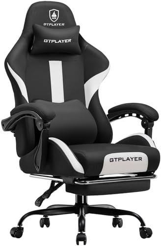 新品 GTPLAYER ゲーミングチェア ファブリック デスクチェア 人間工学設計 腰痛対策 ポケットコイル 90°～150°リクライニング [一体式オットマン付き] 連動式アームレスト 蒸れない 高背もたれ ヘッドレスト&ランバーサポート 通気性メッシュ 高