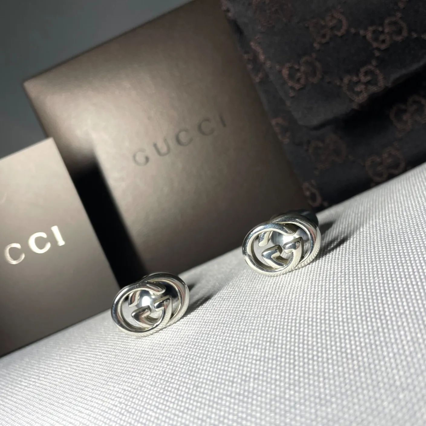 希少 GUCCI グッチ インターロッキングG GG ロゴデザイン スターリング