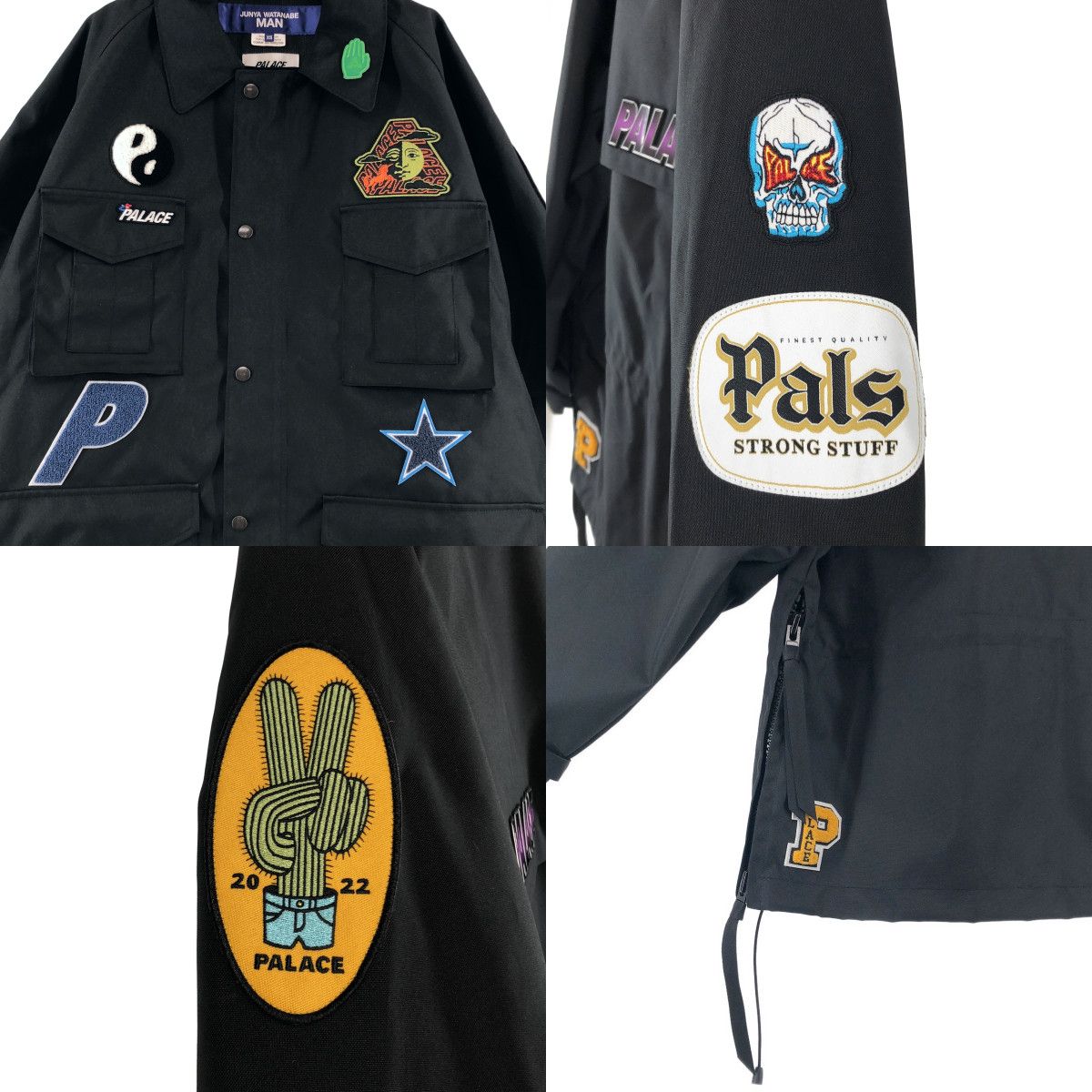【美品】  JUNYA WATANABE MAN / ジュンヤワタナベマン | 2024SS | ×PALACE / W-NAME JACKET ダブルネーム パッチ ジャケット | XS | ブラック | メンズ 美品】 JUNYA WATANABE MAN / ジュンヤワタナベマン | 2024SS