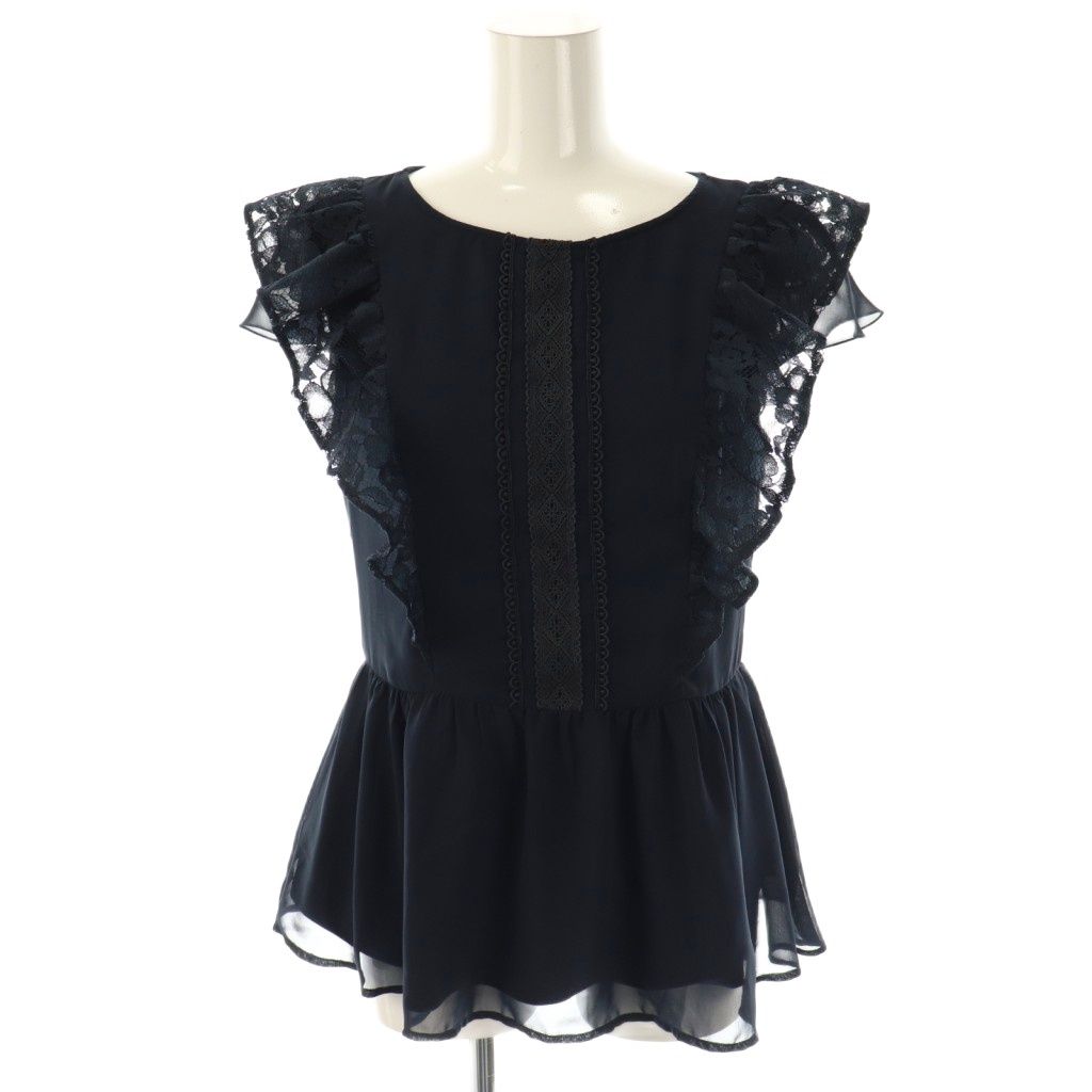 トッカ TOCCA 25AW DANCING LACE TOPS トップス ブラウス フレンチスリーブ S ネイビー /DO ■OS