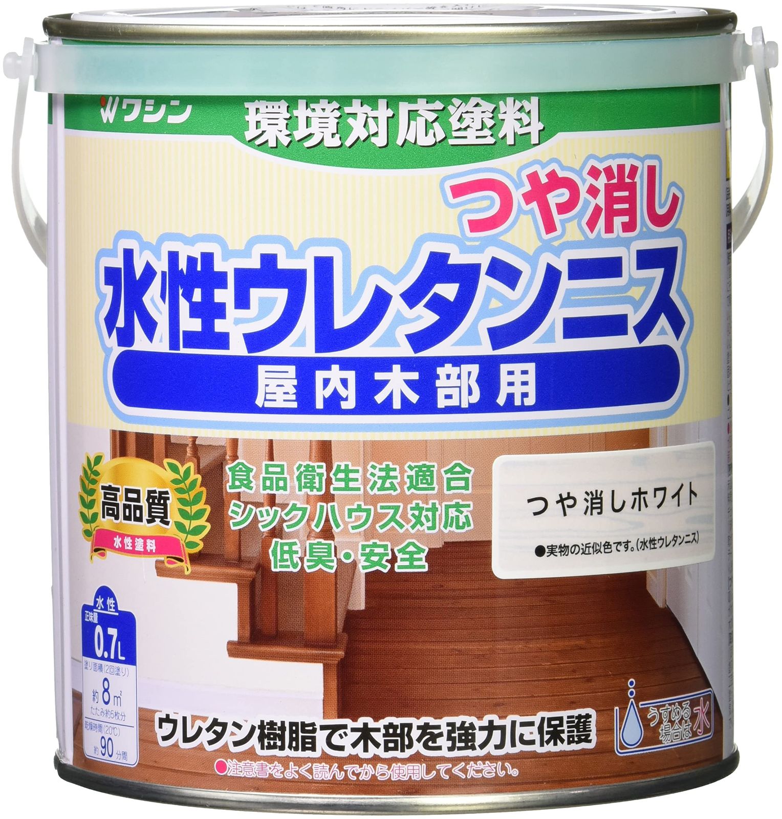 和信ペイント(Washi Paint) 水性ウレタンニス 屋内木部用 ウレタン樹脂配合 低臭・速乾 つや消しホワイト 0.7L 美品 おすすめ f9015999