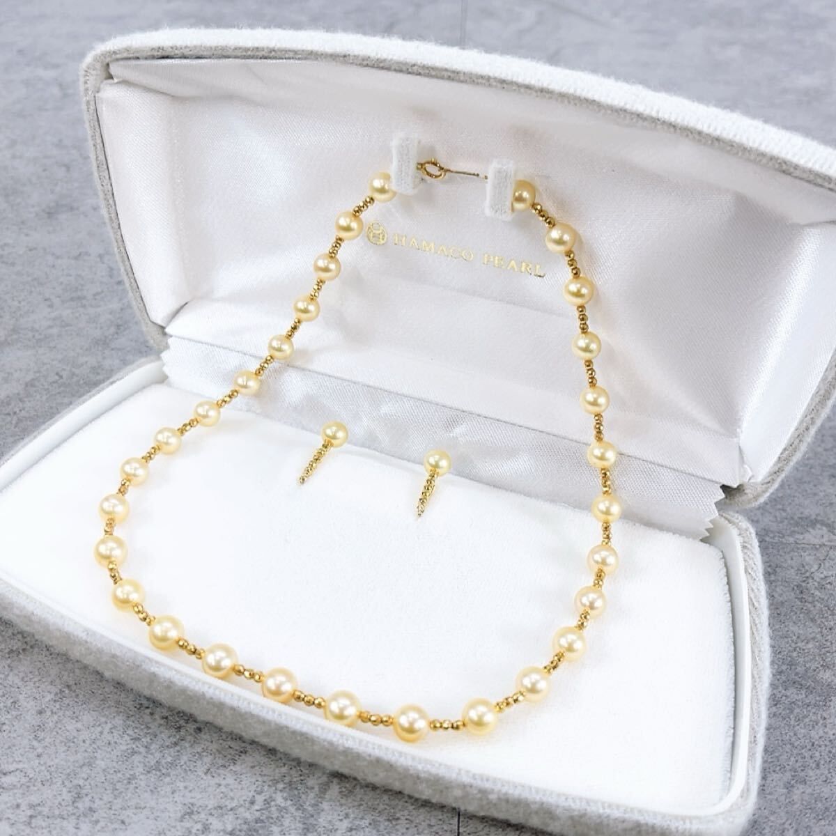 H-689 HAMACO PEARL パール ネックレス イヤリング セット K18 