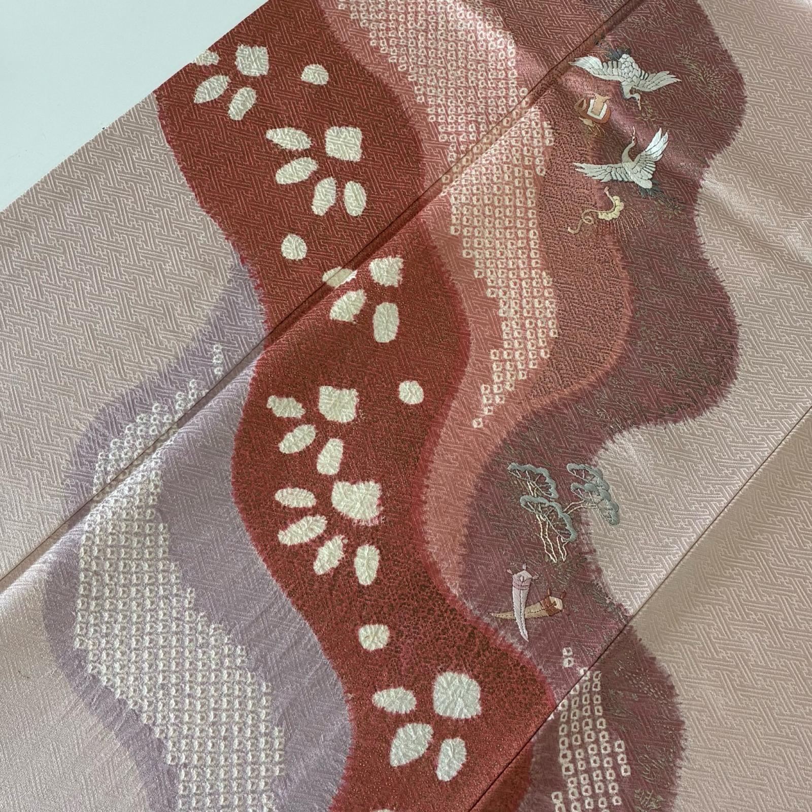 付下げ 刺繍 鶴に宝尽くし 絞り 紋無し 正絹 着物 MK-4417 - メルカリ