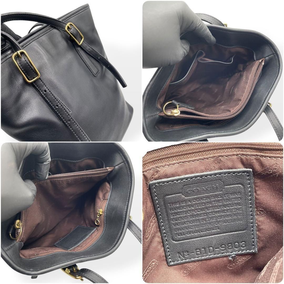 極美品 COACH オールドコーチ トートバッグ USA製 レザー ブラック 