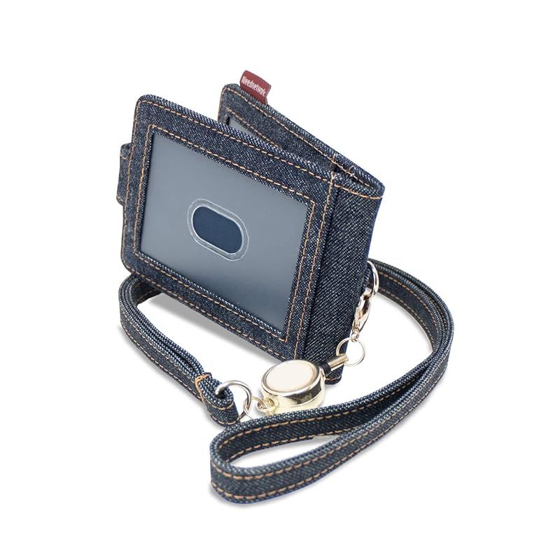 【新品】 [ニードネットワーク] 日本が誇るデニム パスケース 定期入れ リール付き メンズ 二つ折り インディゴブルー 0