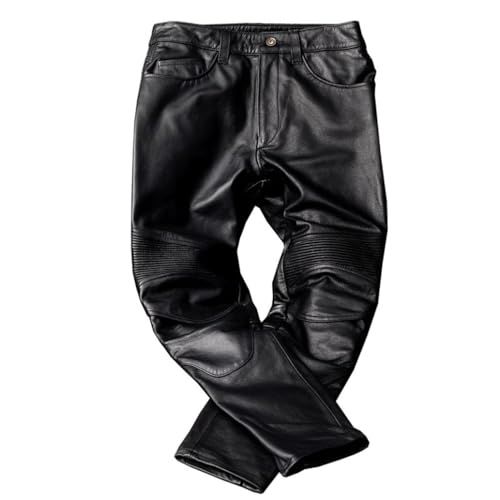 新品 [CHEJI] バイク用レザーパンツ 本革パンツ 牛革パンツ メンズ 革パンツ 革パン バイク用ジーンズ メンズバイクパンツ ライディングパンツ バイク用ジーンズ ストレート ライダースパンツ シンプル 秋冬春 防水防風 (2XL ブラック)