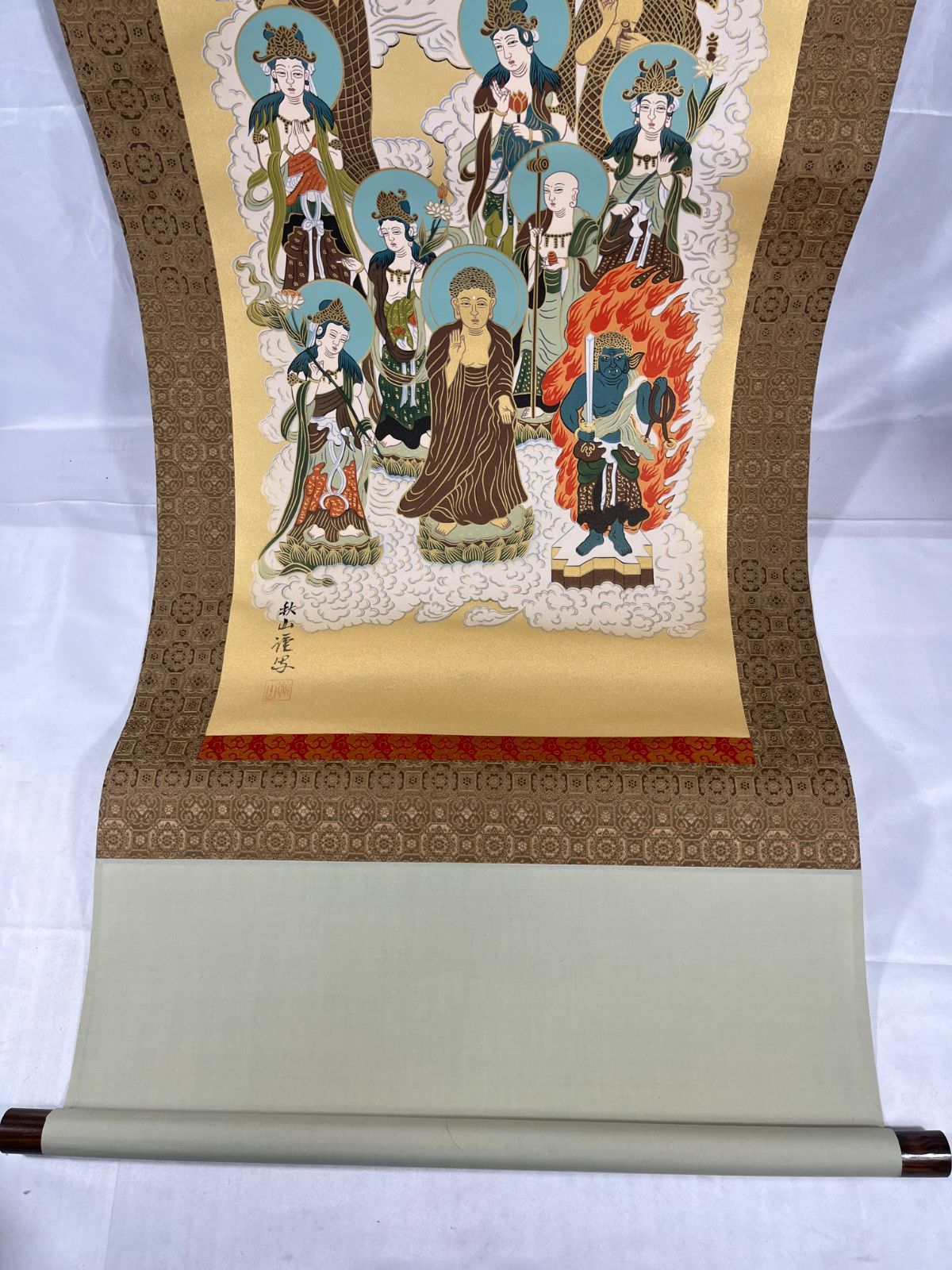 掛軸　頼山陽五律詩　江城　骨董品　古美術　美術品　レトロ　床間　インテリア 江城秋山 十三佛 並仕立 尺五立 掛け軸 法要 仏 仏間 仏事 床の間 芸術