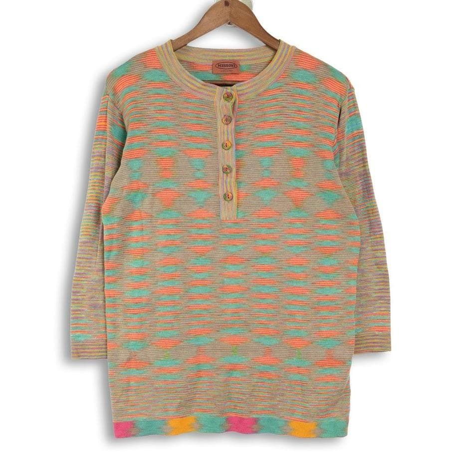 定番】MISSONI ミッソーニ マルチカラー コットン ニット セーター L 