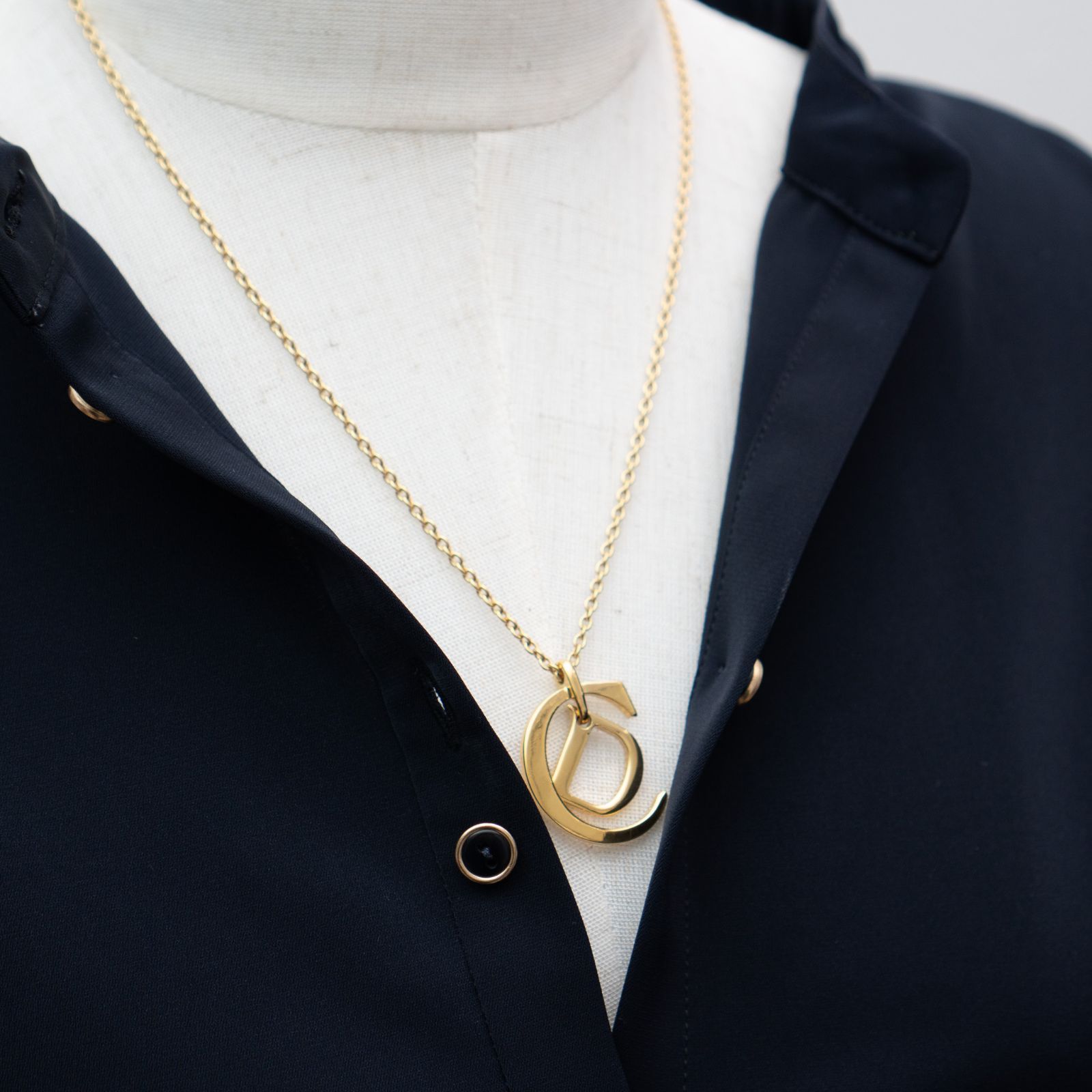 ディオール Dior ヴィンテージ ネックレス 金 ゴールド ラインストーン