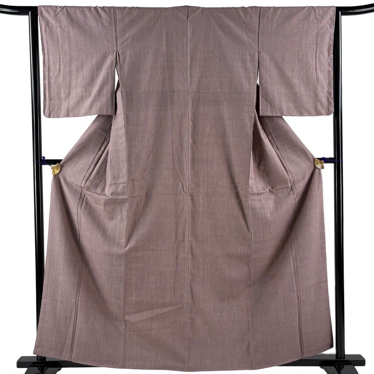 美品】 結城紬 身丈161.5cm 裄丈64cm M 袷 本場結城紬 奥順 証紙 灰紫 