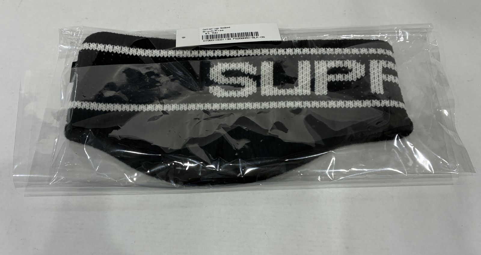 未使用 未開封 Supreme Contrast Logo Headband Black フリーサイズ 