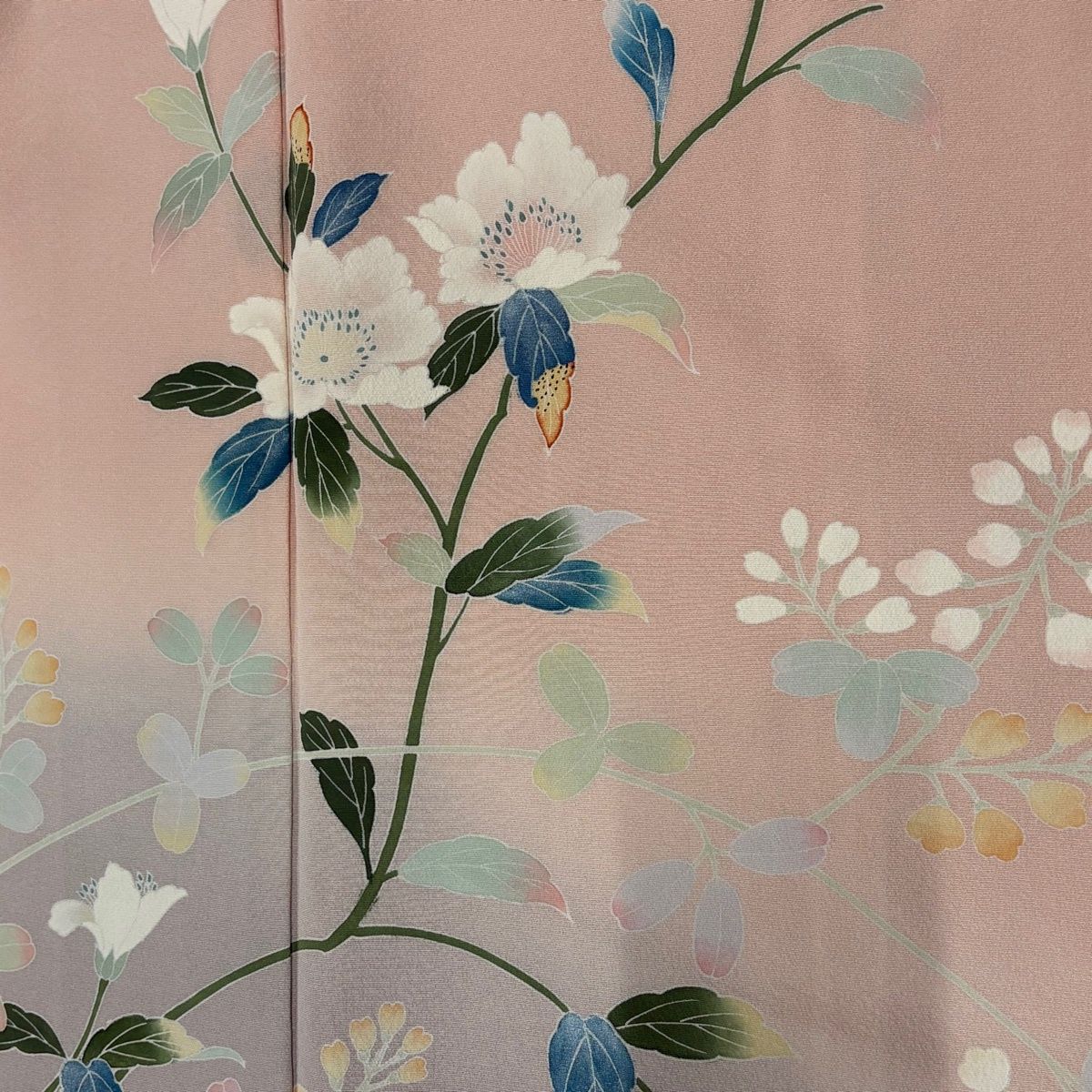 訪問着 身丈162.5cm 裄丈66cm M 袷 草花 梅 刺繍 絞り 黒 正絹