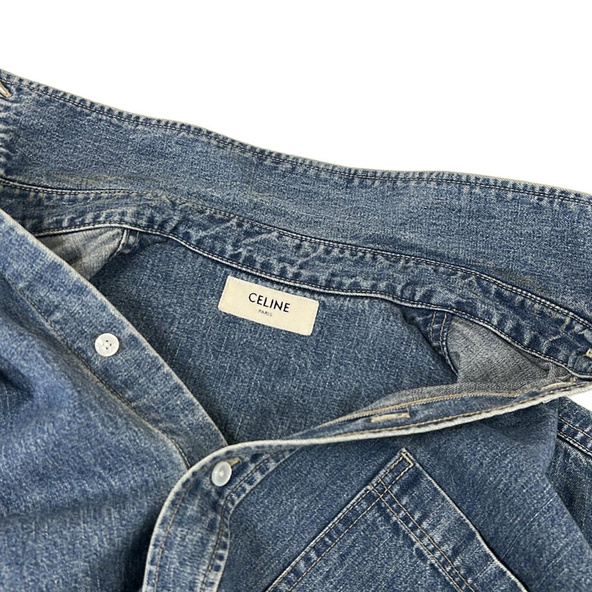 CELINE クロップドデニムシャツ ユニオンオーシャンウォッシュ 【公式