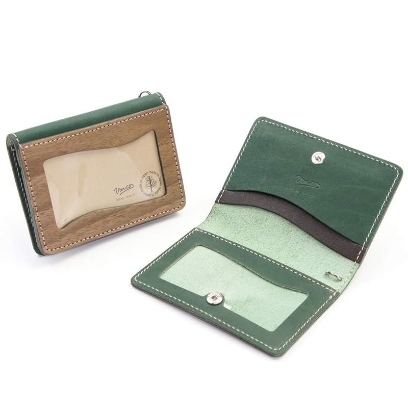【新品】 [VARCO REAL WOOD] WW card case 名刺入れ カードケース メンズ レディース 本革 天然木 ウッド レザー 日本製 グリーン 0