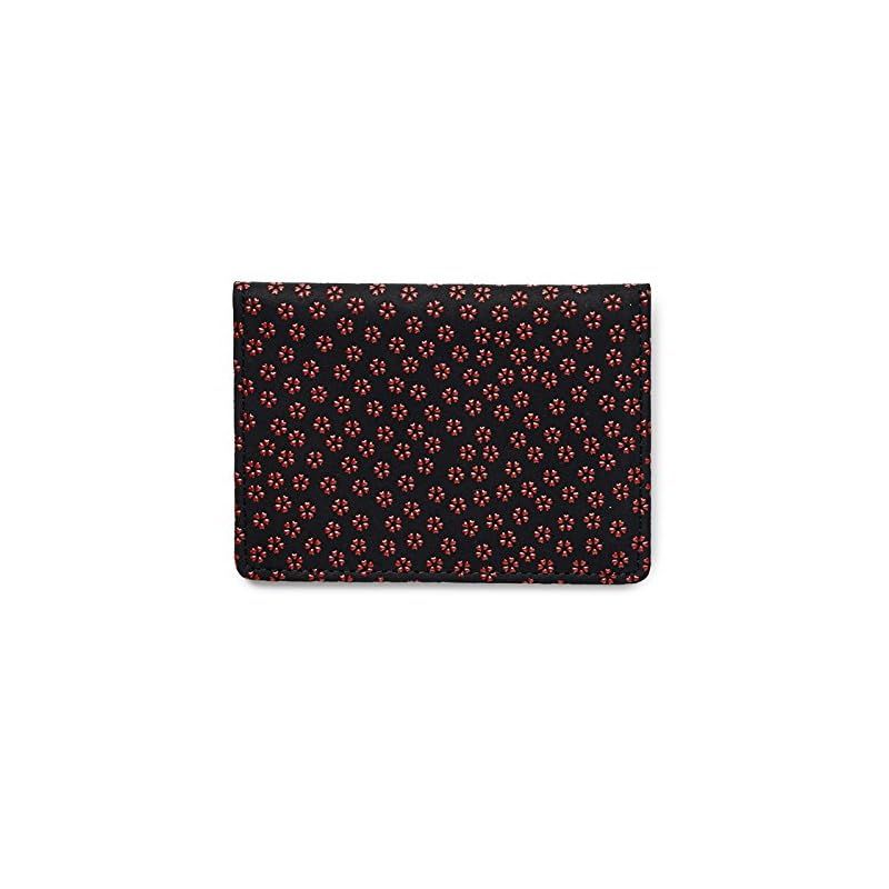 【新品】 印傳屋 (INDEN-YA)　印伝屋　印伝 本革 二つ折りパスケース《 黒地×赤漆 / 小桜柄 》/ 正規品 定期入れ 定期券ケース レディース レザー ギフト 敬老の日 還暦 喜寿 プレゼント お祝い 日本製【05P23Apr16】【メール便対応商