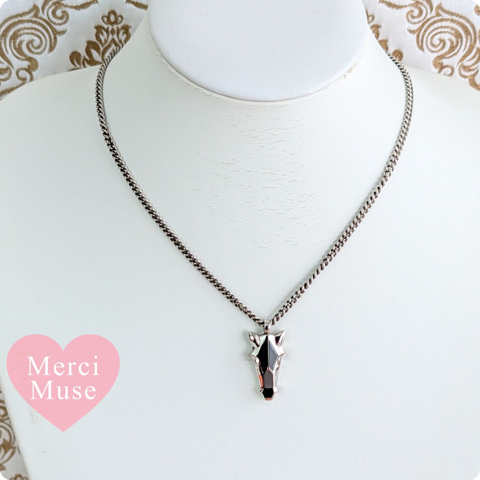 ❤お得なお品❤デストリエネックレス ノワールxシルバー金具 男女兼用 