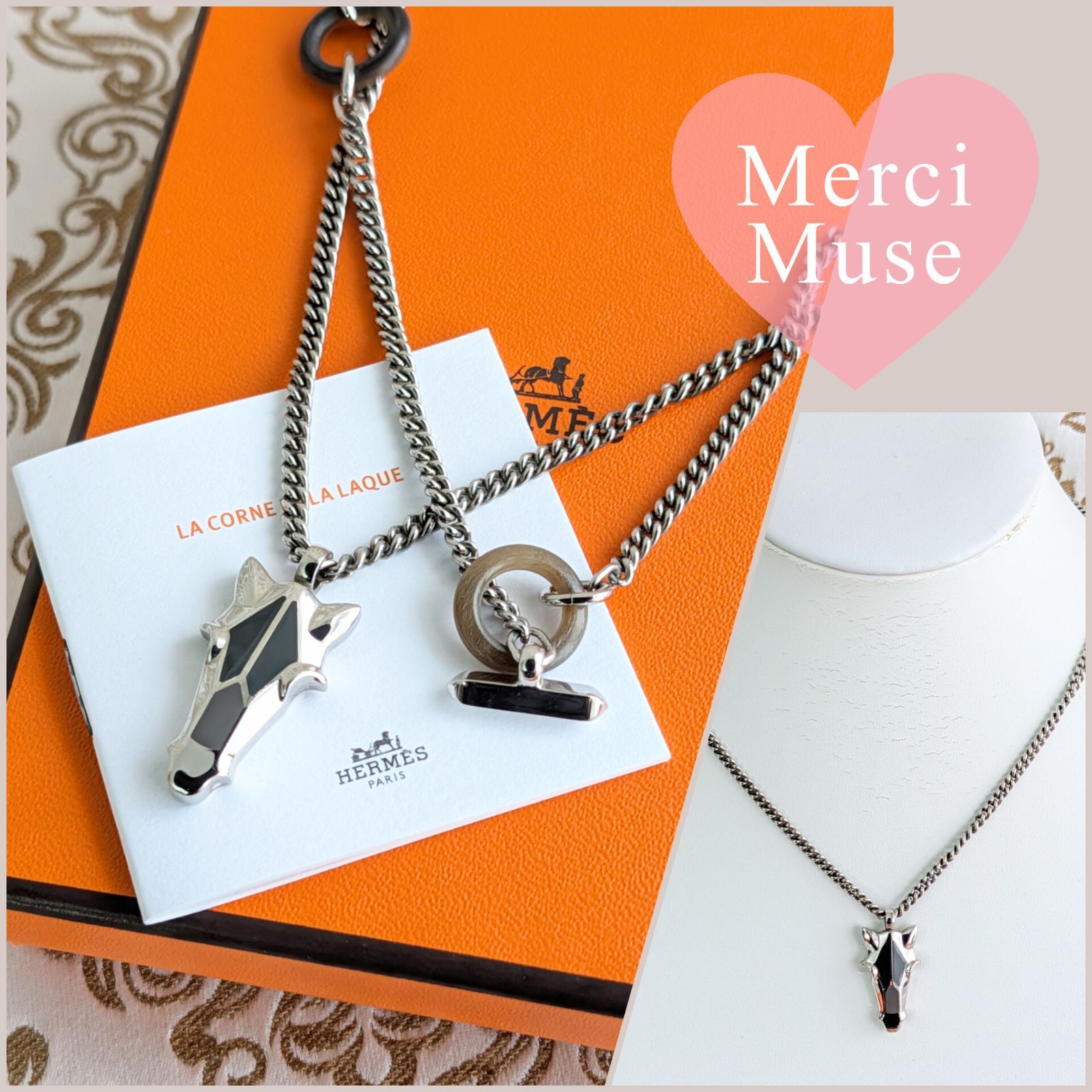 ❤お得なお品❤デストリエネックレス ノワールｘシルバー金具 男女兼用 エルメス MerciMuse メルシーミューズ