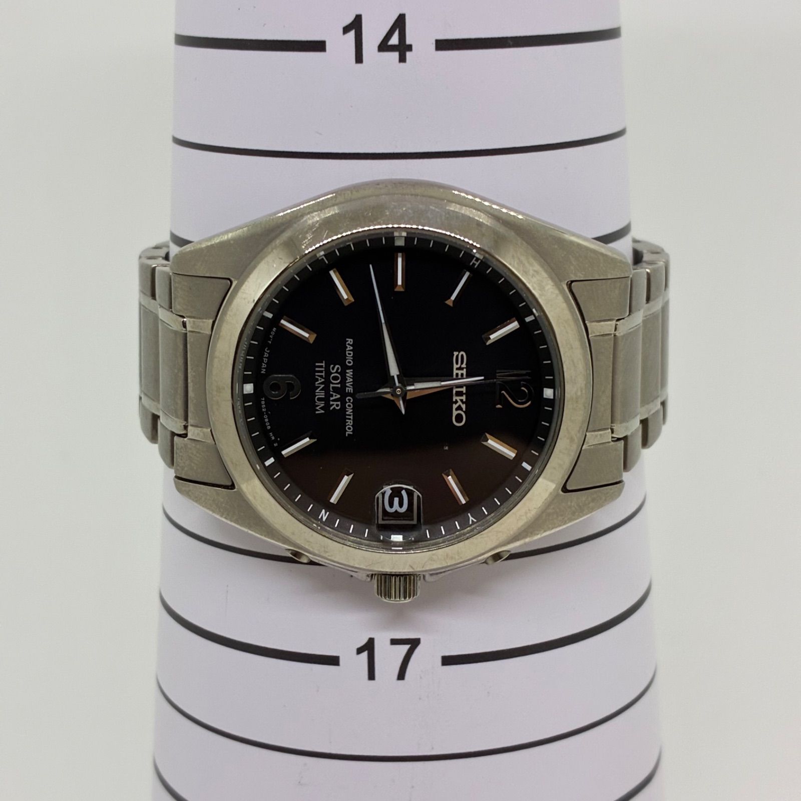 稼動】 SEIKO 腕時計 チタン ソーラー 黒文字盤 7B52-0AM0| ヤマダ