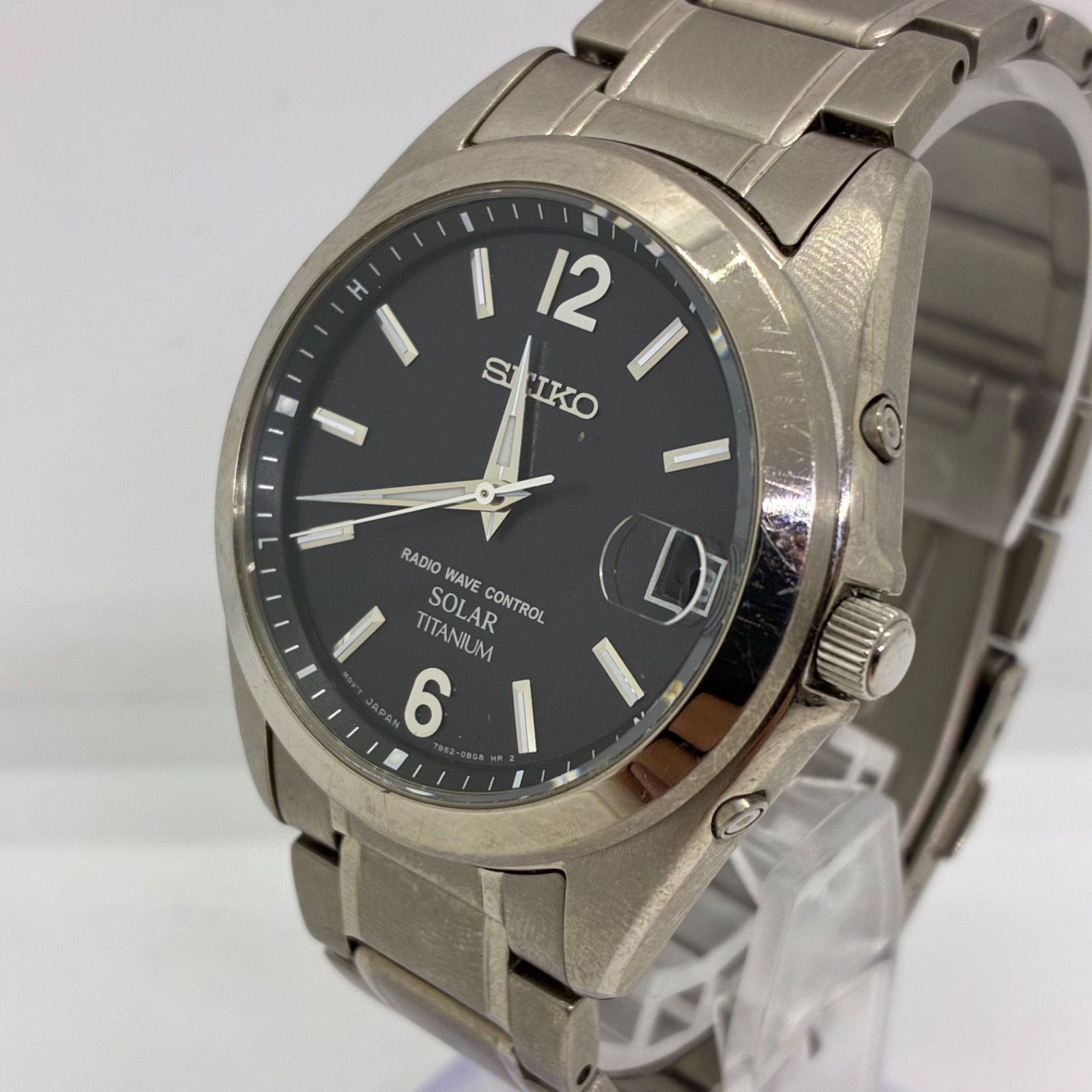 【稼動】 SEIKO 腕時計 チタン ソーラー 黒文字盤 7B52-0AM0 稼動】 SEIKO 腕時計 チタン ソーラー 黒文字盤 7B52-0AM0| ヤマダ