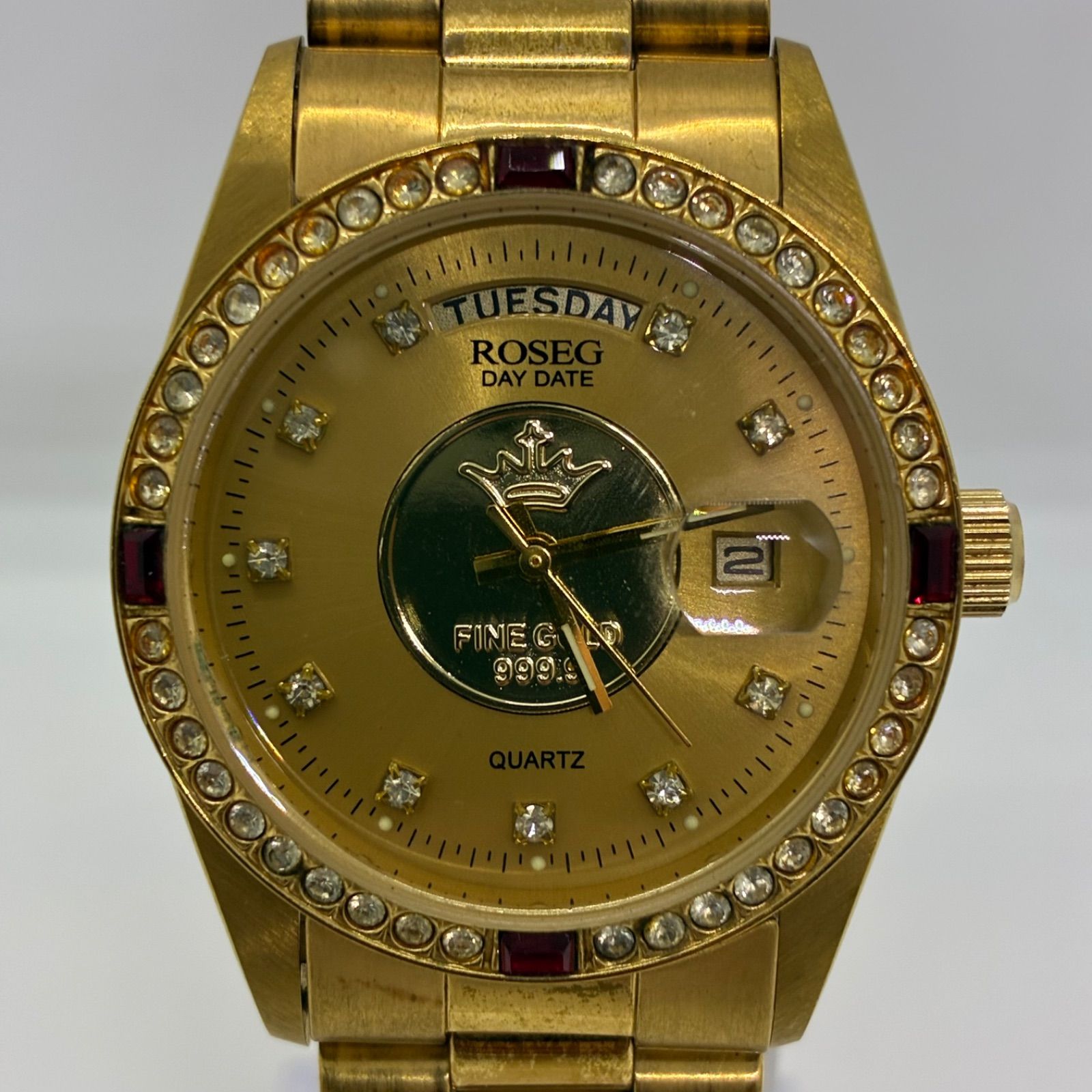 ROSEG ロゼック RS-005G FINE GOLD 999.9 クオーツ 不動品】ROSEGロゼック RS-005G メダル FINE GOLD 999.9 デイデイト