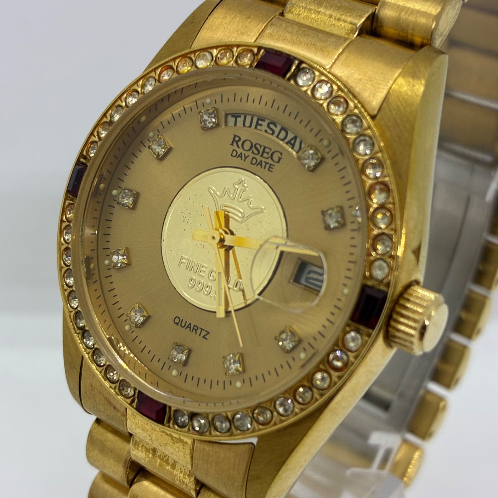 ROSEG ロゼック RS-005G FINE GOLD 999.9 クオーツ 不動品】ROSEGロゼック RS-005G メダル FINE GOLD 999.9 デイデイト