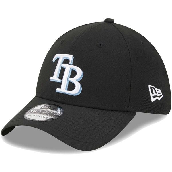 【送料無料】 ニューエラ メンズ 帽子 アクセサリー Mens New Era Black Tampa Bay Rays Logo 39THIRTY Flex Hat Black
