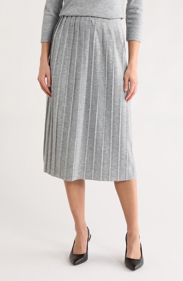 【送料無料】 ヴィンスカムート レディース スカート ボトムス Pleated Midi Skirt Silver Heather