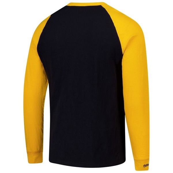ミッチェルネス メンズ トップス Tシャツ Mens Mitchell Ness BlackGold Pittsburgh Penguins Legendary Slub Raglan Long Sleeve TShirt Black ブラック