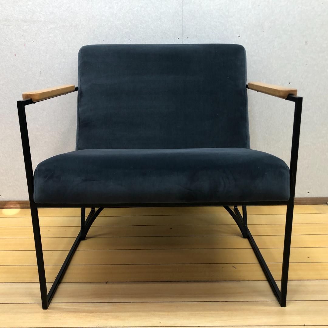木肘チェア ソファ 北欧風 モダン インテリア ベロア調 88269-1 ソファ