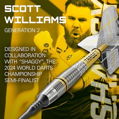  TARGET Darts ターゲットダーツ Scott Williams スコット ウィリアムス Generation 2 ソフトチップダーツセット 23G | Player Edition G2 90%タングステンダーツ ブラックピクセルチップ プロ 人気ボードゲーム ダーツ パズル ボードゲーム