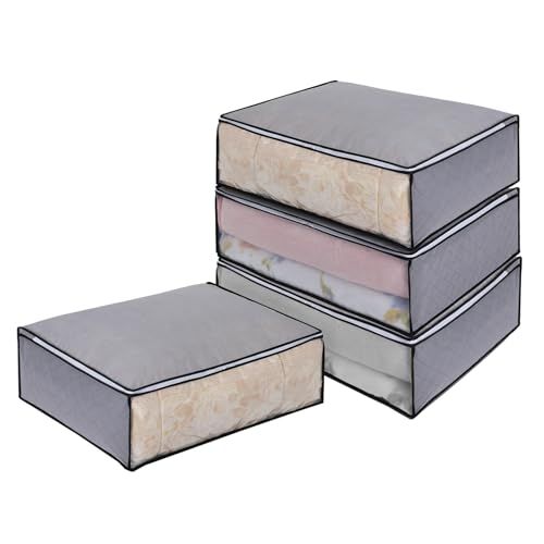 新品 アストロ 活性炭消臭 布団収納ケース 毛布 軽寝具用 4枚組 活性炭のチカラで消臭保管 通気性の良い不織布がホコリなどの汚れをガード 3層構造の厚手でしっかりとした生地 透明窓付き ふとん収納 布団袋 引っ越し グレー 171-89