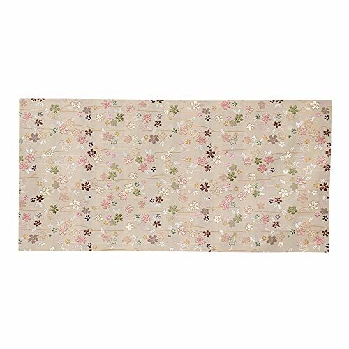 新品 経机掛け（桜柄） 防火 防炎マット 金襴 テーブルマット 縦29cm×横59cm 003.白茶