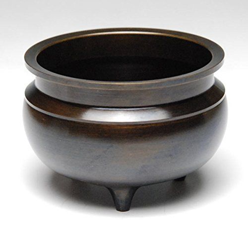 新品 ハセガワ仏壇 香炉 机上 香呂 (真鍮製 色付) 3.5寸 仏壇用香炉 線香立て 黒茶色